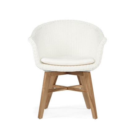 Bramptons | Coastal Teak Indoor Outdoor Wooden Dining Chairs With Arms | White