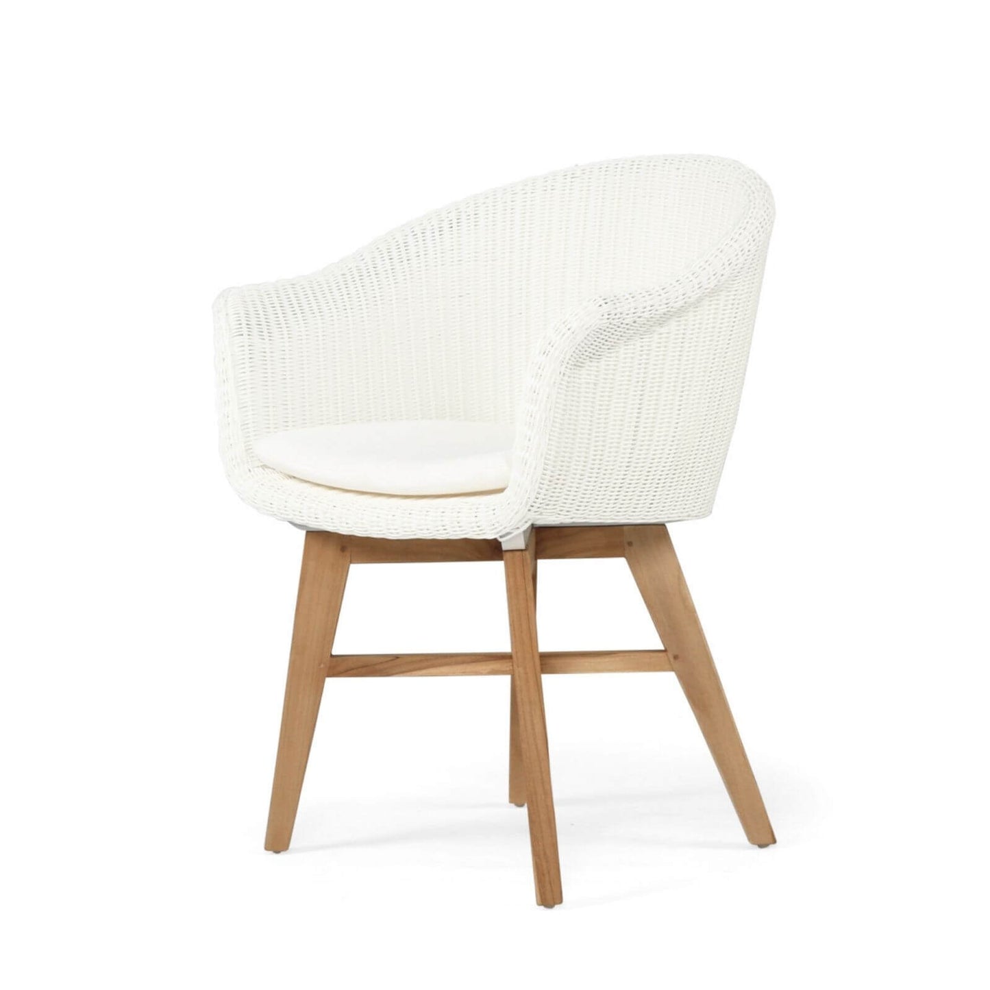 Bramptons | Coastal Teak Indoor Outdoor Wooden Dining Chairs With Arms | White