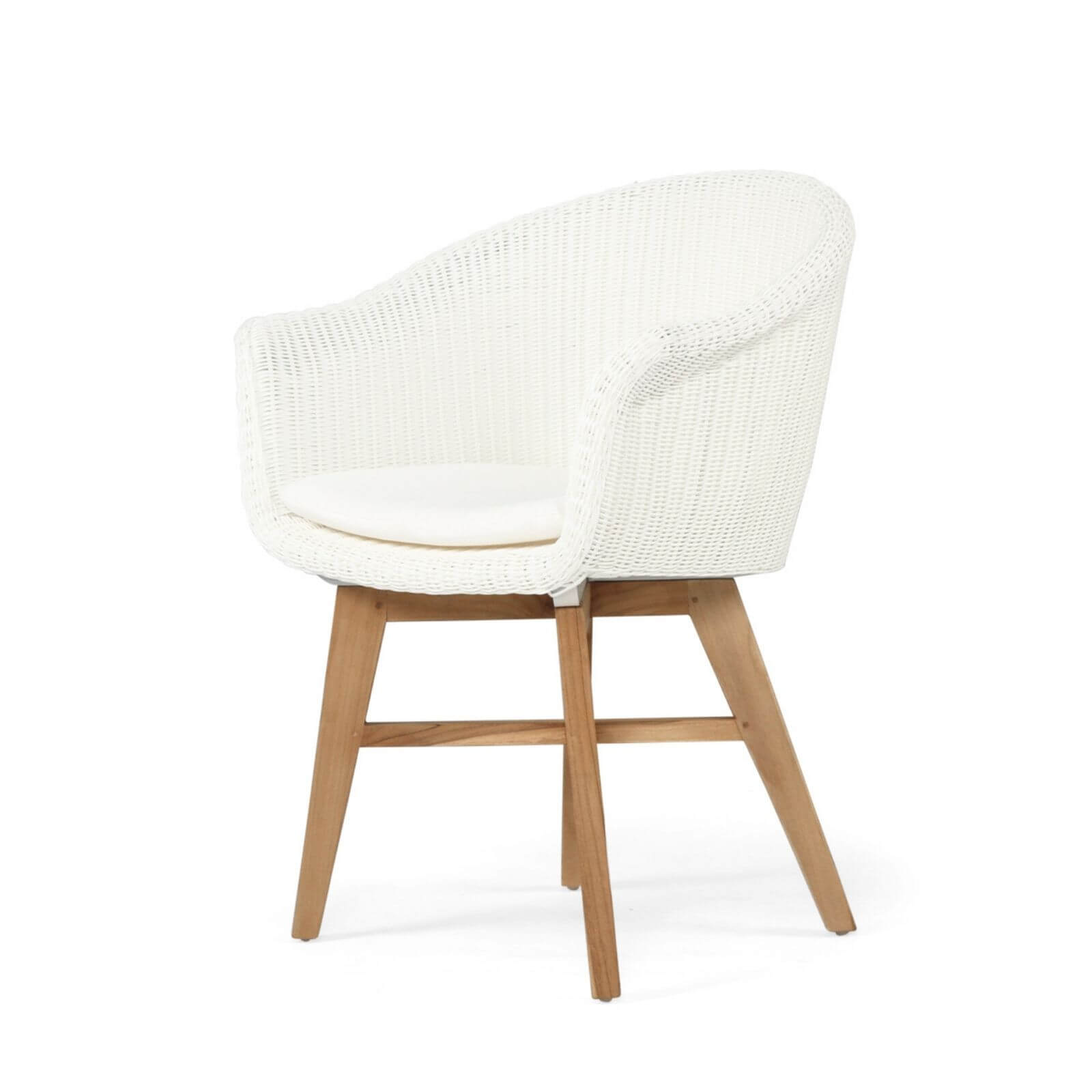 Bramptons | Coastal Teak Indoor Outdoor Wooden Dining Chairs With Arms | White