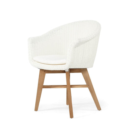 Bramptons | Coastal Teak Indoor Outdoor Wooden Dining Chairs With Arms | White