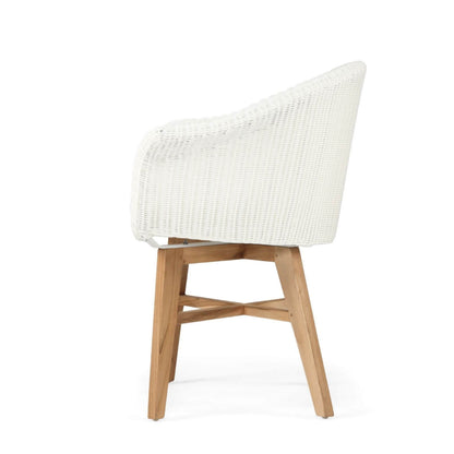 Bramptons | Coastal Teak Indoor Outdoor Wooden Dining Chairs With Arms | White