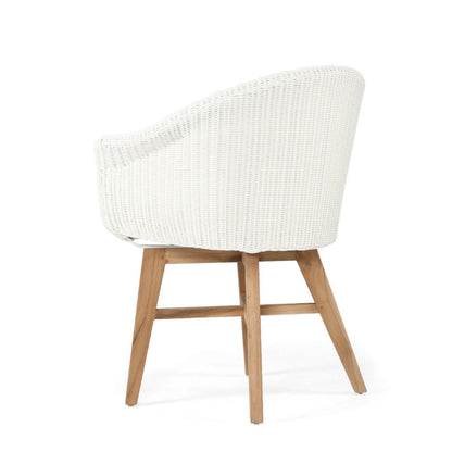 Bramptons | Coastal Teak Indoor Outdoor Wooden Dining Chairs With Arms | White