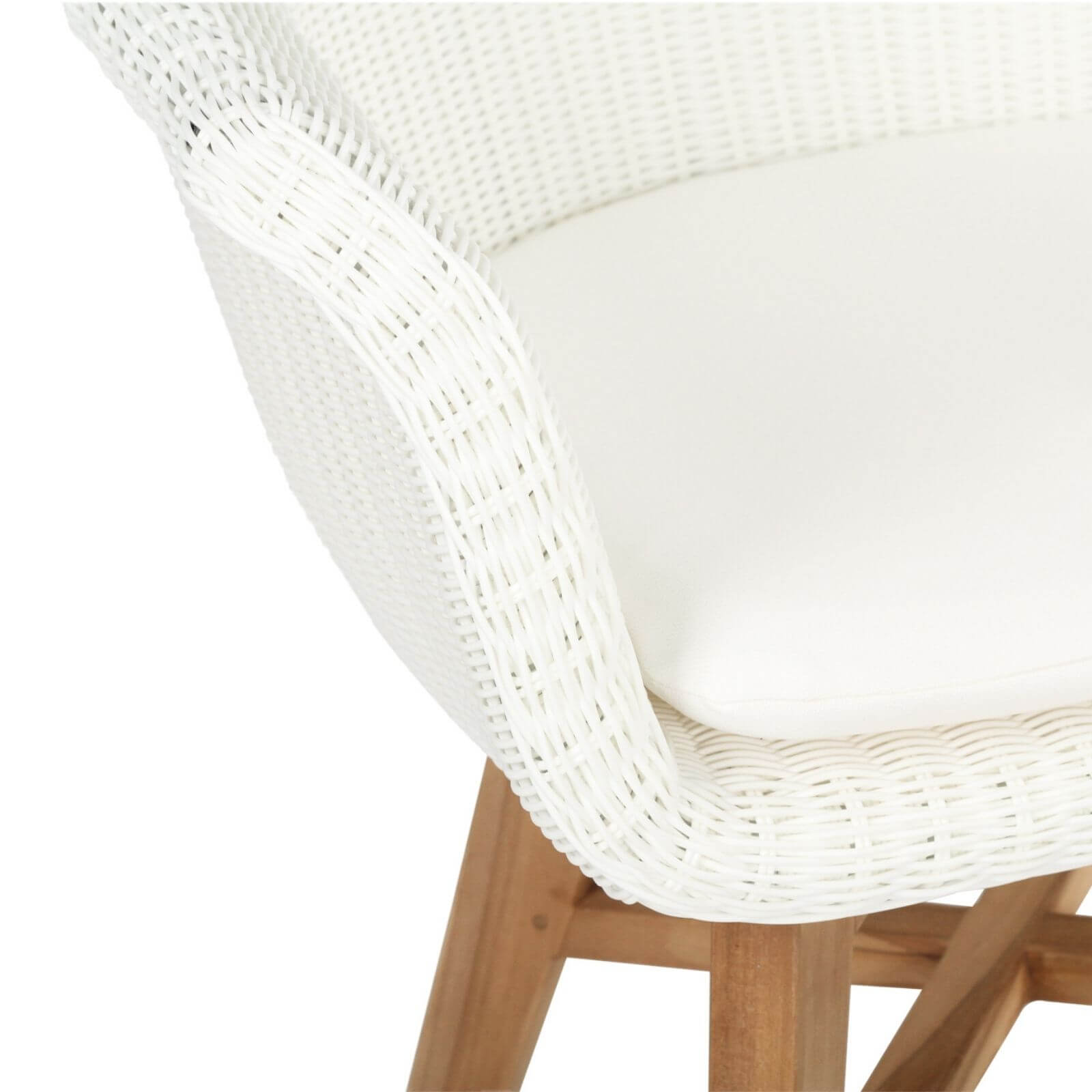 Bramptons | Coastal Teak Indoor Outdoor Wooden Dining Chairs With Arms | White