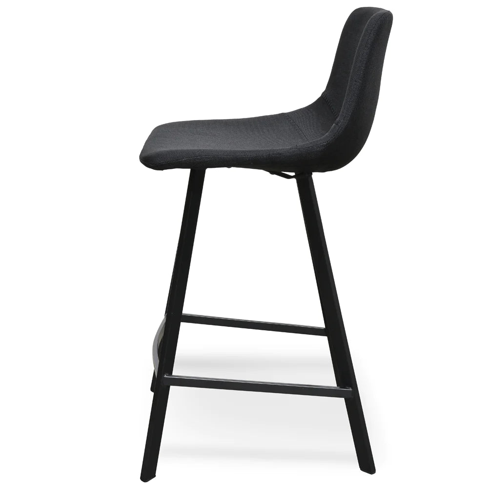 Bramston | Modern PU Leather Fabric Bar Stools | Set Of 2 | Black