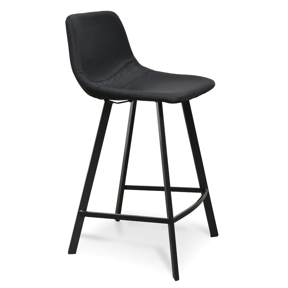 Bramston | Modern PU Leather Fabric Bar Stools | Set Of 2 | Black