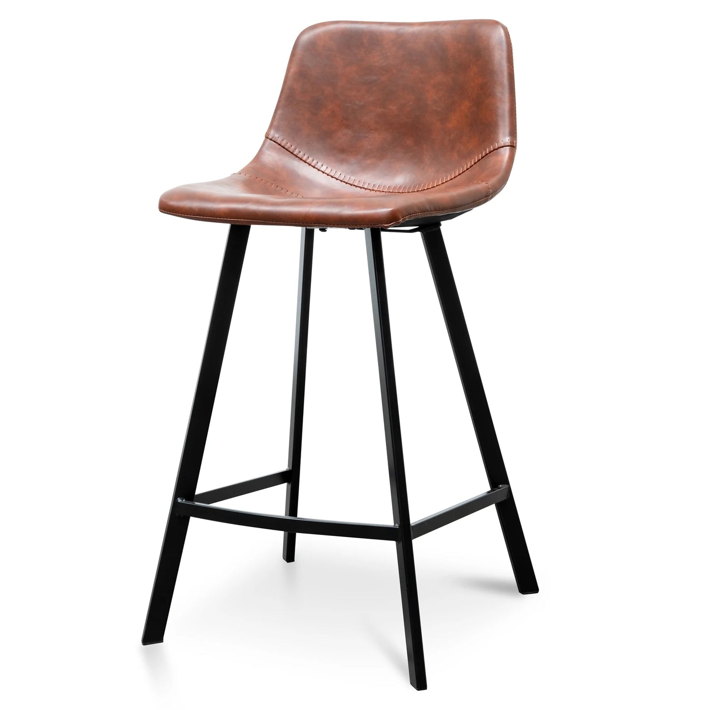 Bramston | Modern PU Leather Fabric Bar Stools | Set Of 2 | Cinnamon Brown