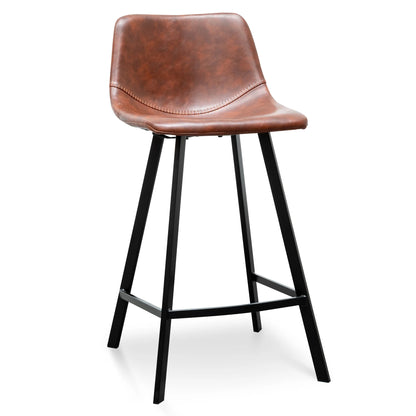 Bramston | Modern PU Leather Fabric Bar Stools | Set Of 2 | Cinnamon Brown