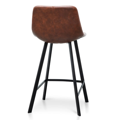 Bramston | Modern PU Leather Fabric Bar Stools | Set Of 2 | Cinnamon Brown