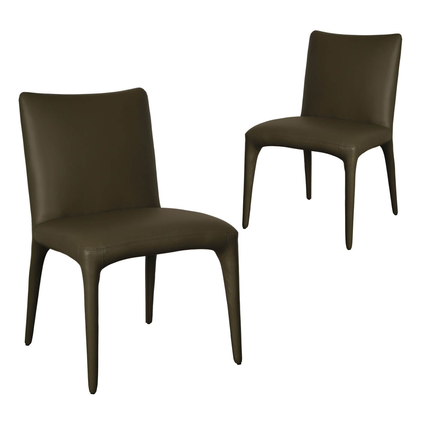 Bravo | Modern Olive PU Leather Dining Chairs | Set Of 2 | Olive