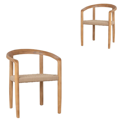 Bridgeport | Coastal Hamptons Scandinavian Style Wooden Rope Dining Chairs | Latte