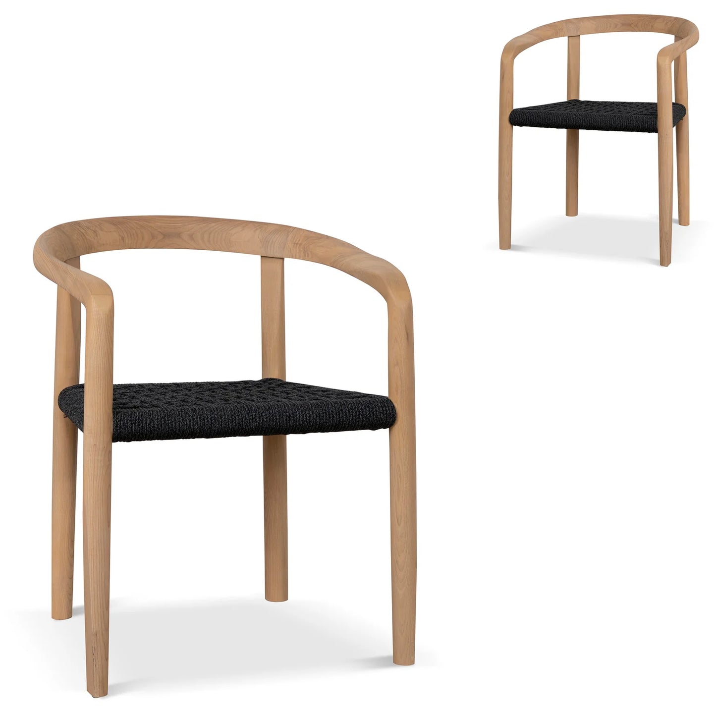 Bridgeport | Coastal Hamptons Scandinavian Style Wooden Rope Dining Chairs | Charcoal