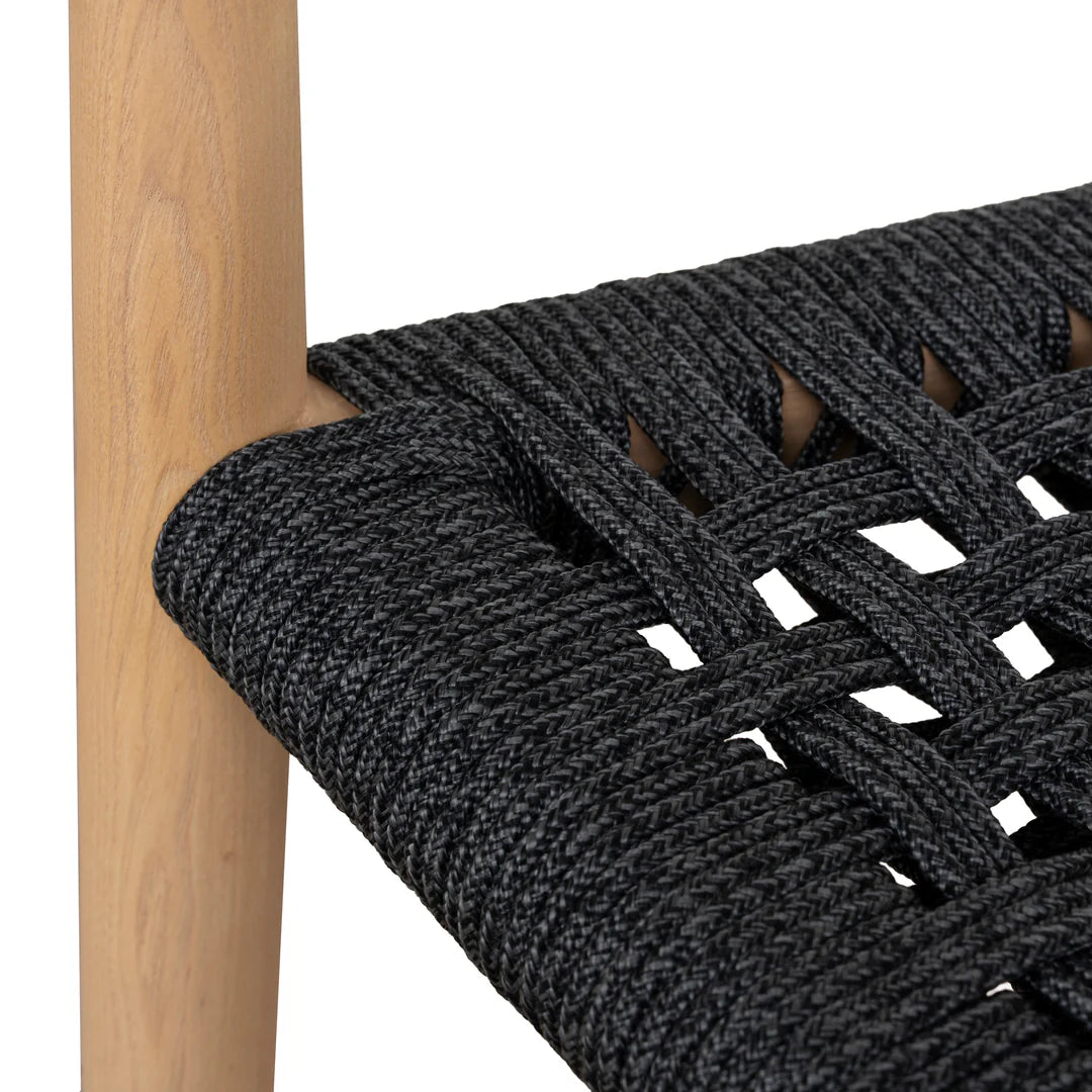 Bridgeport | Coastal Hamptons Scandinavian Style Wooden Rope Dining Chairs | Charcoal