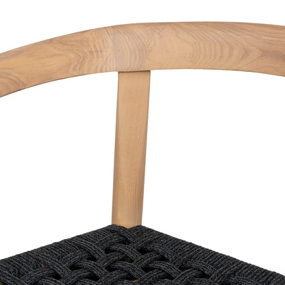 Bridgeport | Coastal Hamptons Scandinavian Style Wooden Rope Dining Chairs | Charcoal