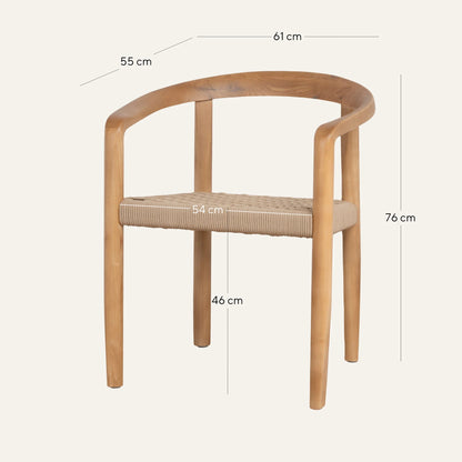 Bridgeport | Coastal Hamptons Scandinavian Style Wooden Rope Dining Chairs | Latte