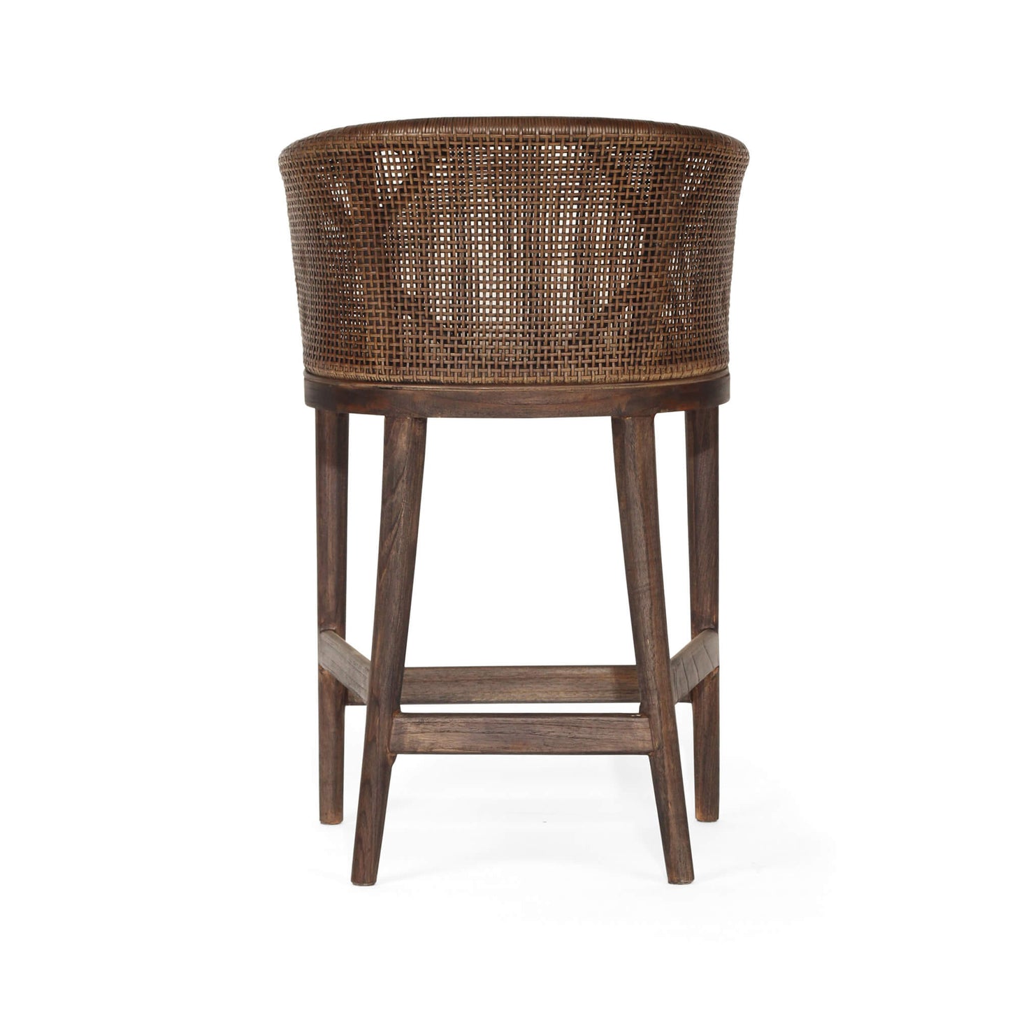 Coastal Wooden Dark Brown Rattan Bar Stool | Dark Brown