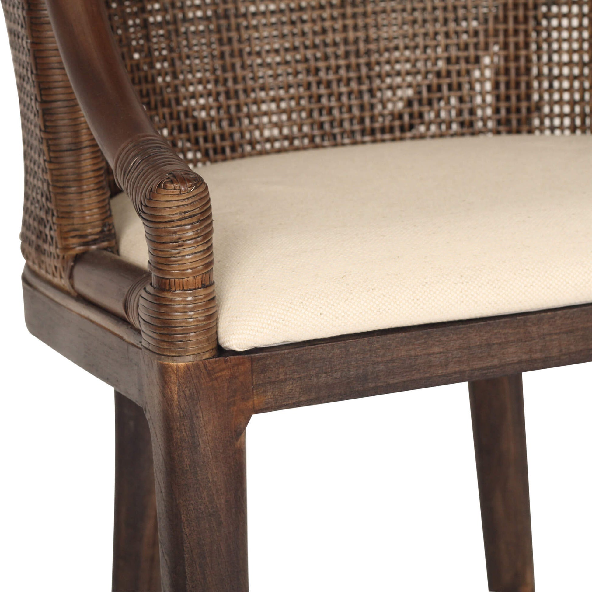 Coastal Wooden Dark Brown Rattan Bar Stool | Dark Brown