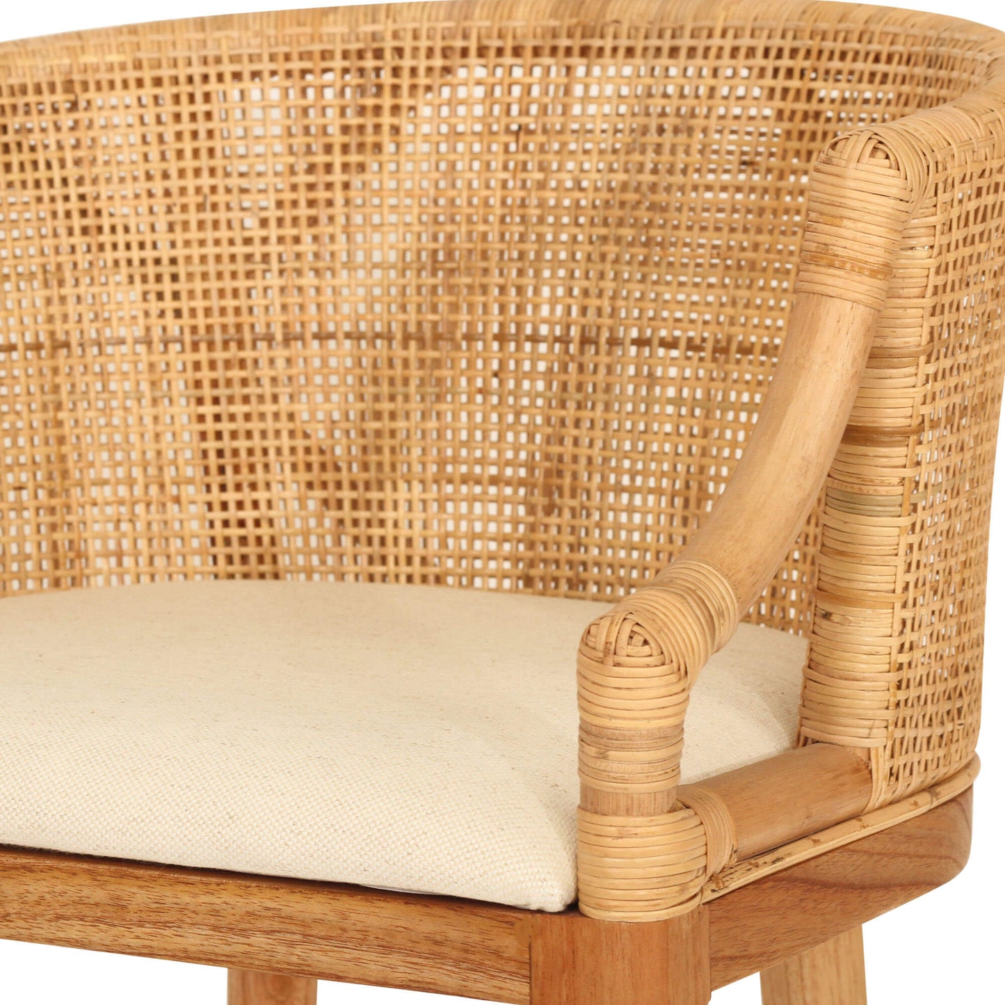 Coastal Wooden Natural Rattan Bar Stool | Natural