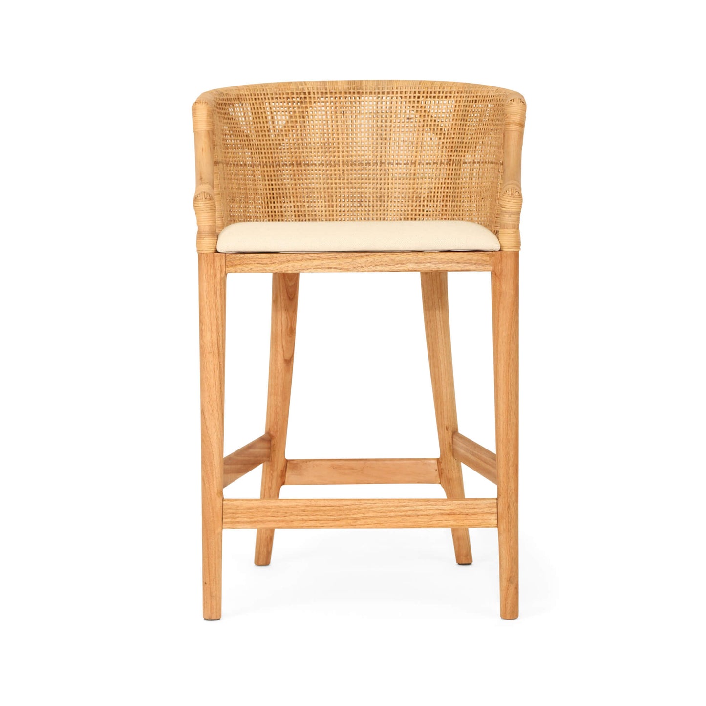 Coastal Wooden Natural Rattan Bar Stool | Natural