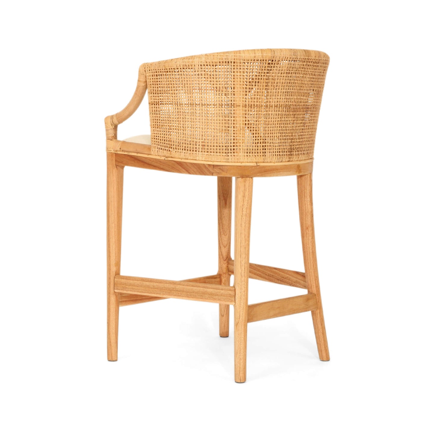 Coastal Wooden Natural Rattan Bar Stool | Natural