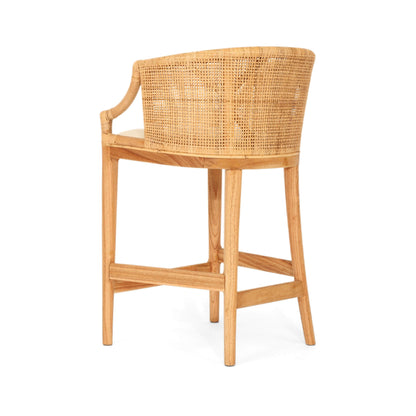 Coastal Wooden Natural Rattan Bar Stool | Natural