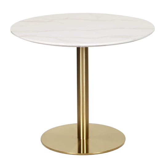 Brookfield | Metal White Marble Effect Round Dining Tables