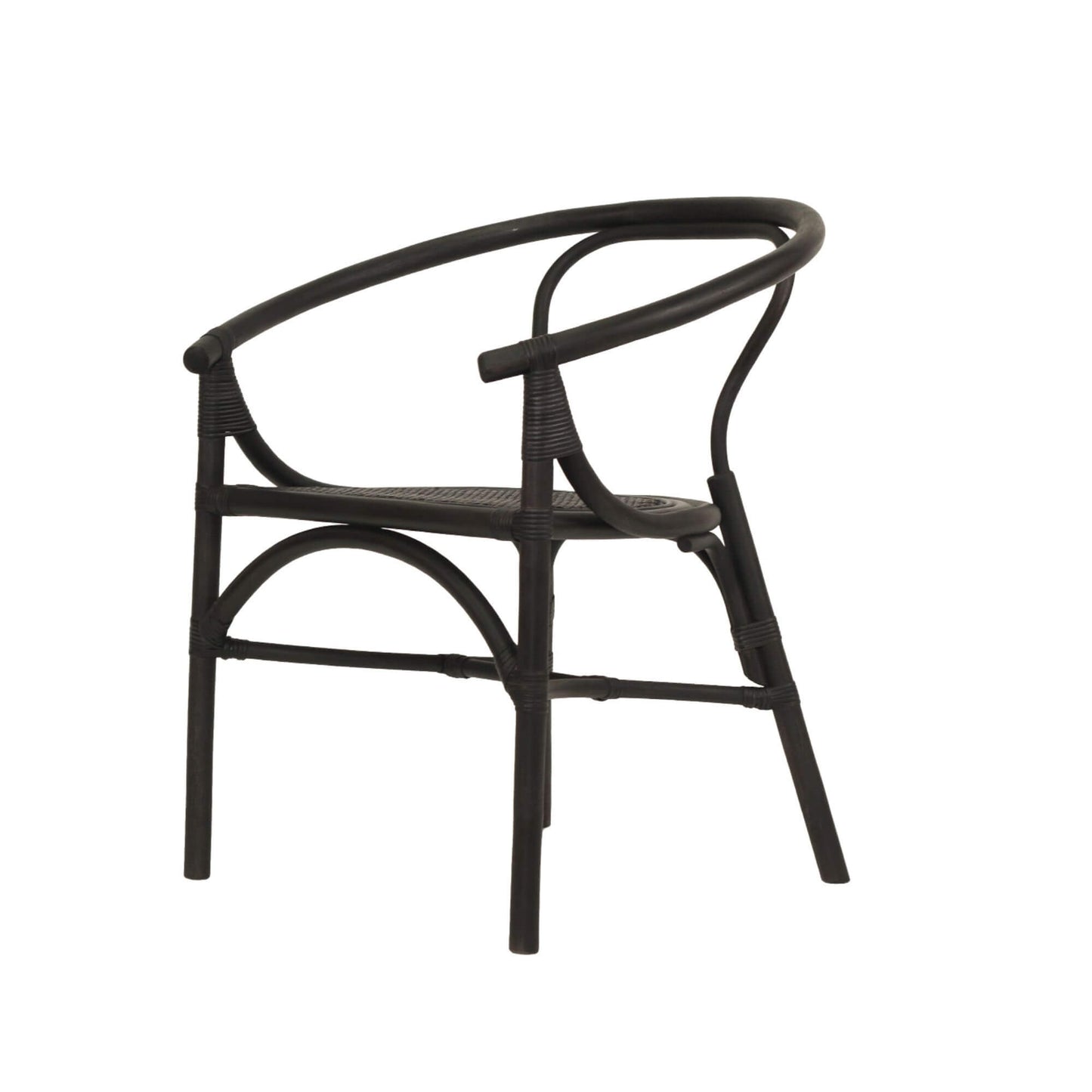 Brookwater | Coastal Black Natural Rattan Dining Chairs With Arms | Black
