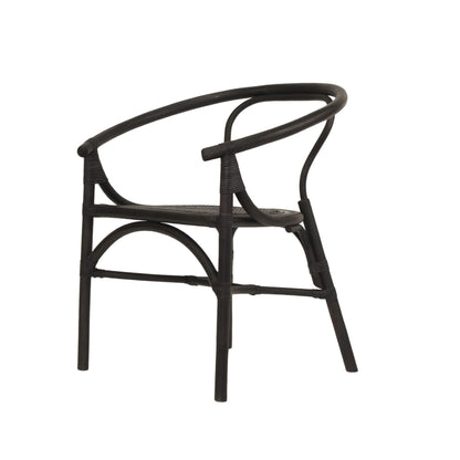 Brookwater | Coastal Black Natural Rattan Dining Chairs With Arms | Black