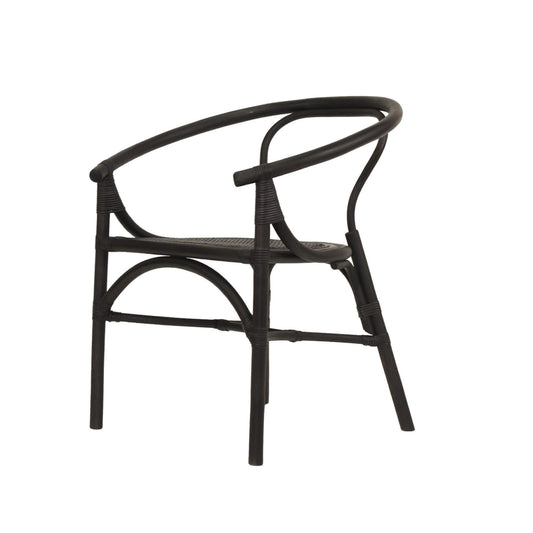 Brookwater | Coastal Black Natural Rattan Dining Chairs With Arms | Black