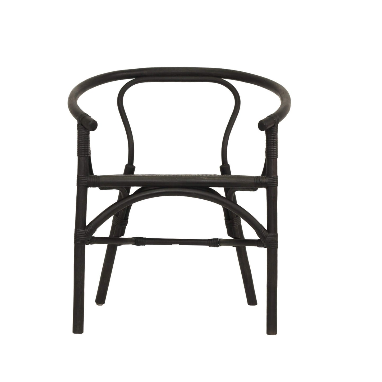 Brookwater | Coastal Black Natural Rattan Dining Chairs With Arms | Black