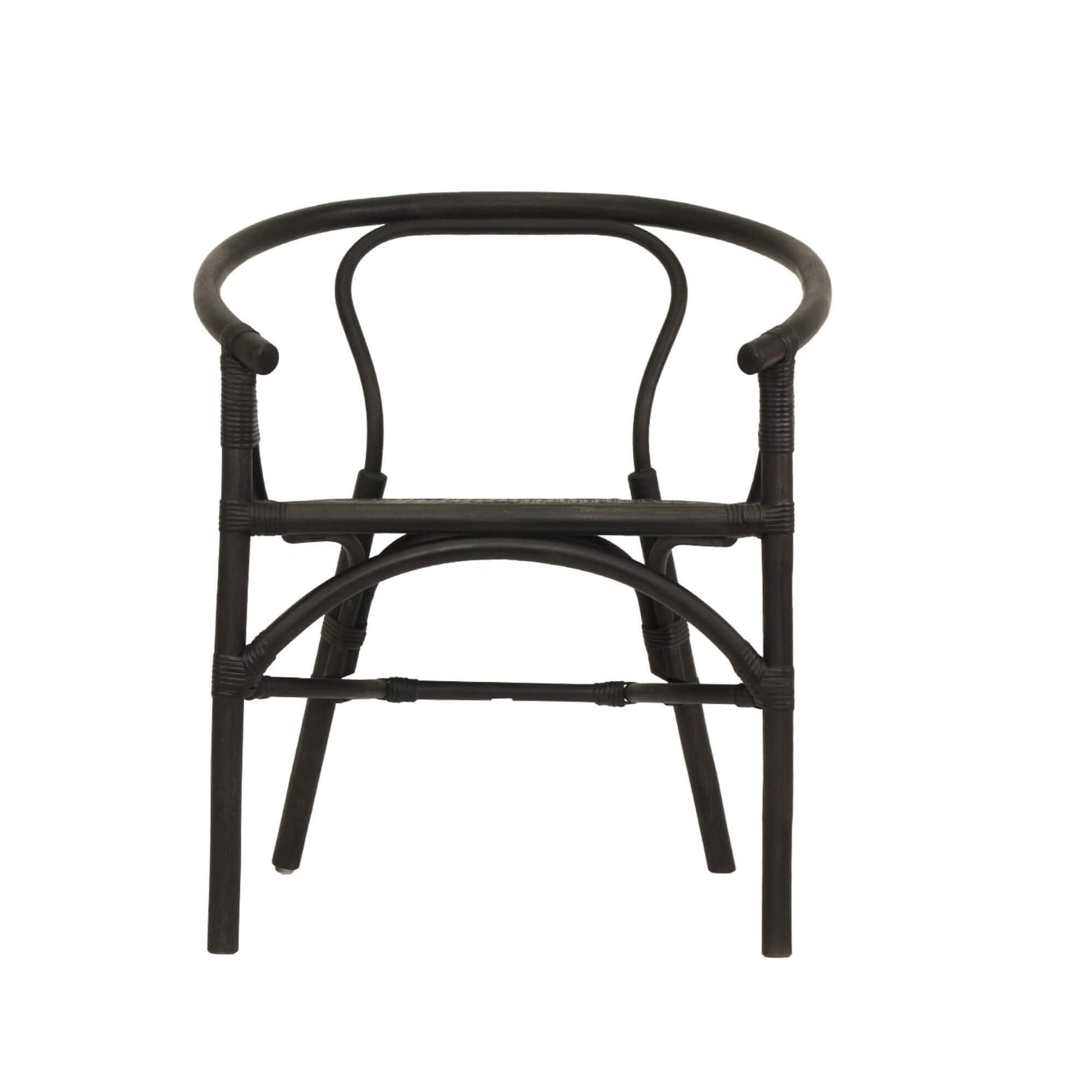 Brookwater | Coastal Black Natural Rattan Dining Chairs With Arms | Black