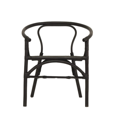Brookwater | Coastal Black Natural Rattan Dining Chairs With Arms | Black