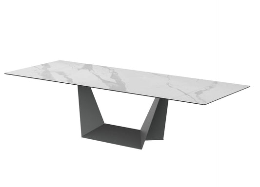 Brookwater | White Ceramic Rectangular 10-person Extension Dining Table | White storm