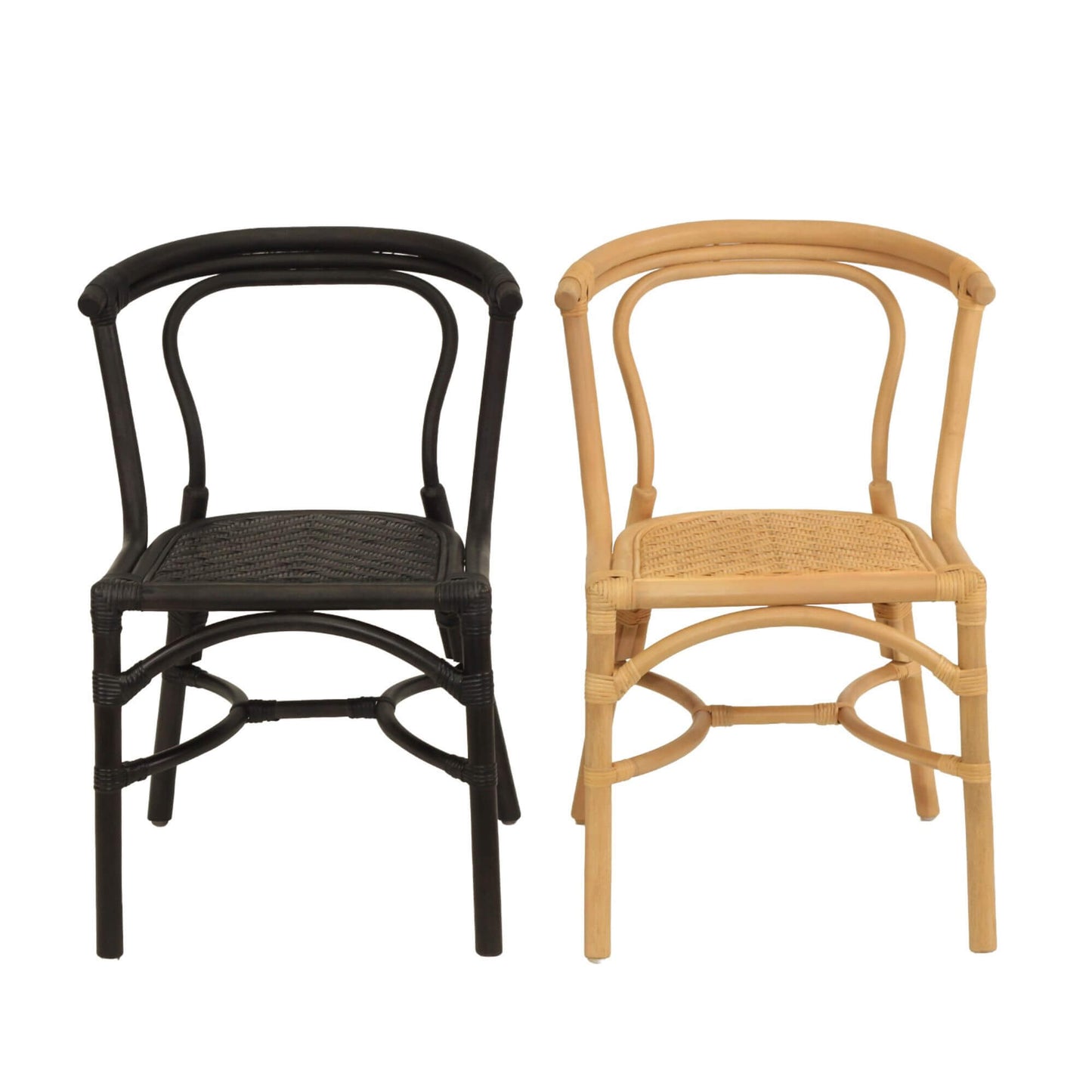 Brookwater | Coastal Black Natural Rattan Dining Chairs | Black