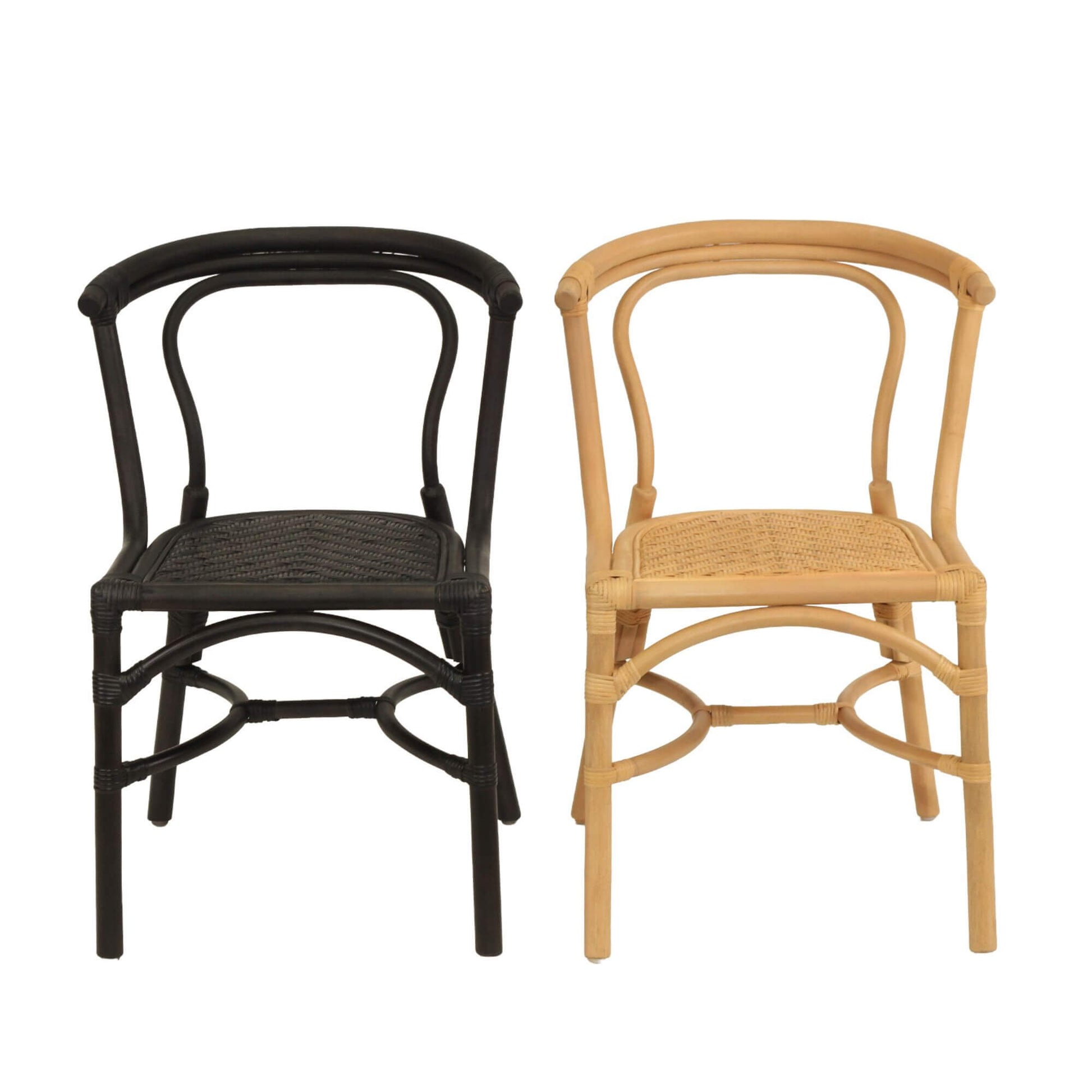 Brookwater | Coastal Black Natural Rattan Dining Chairs | Black