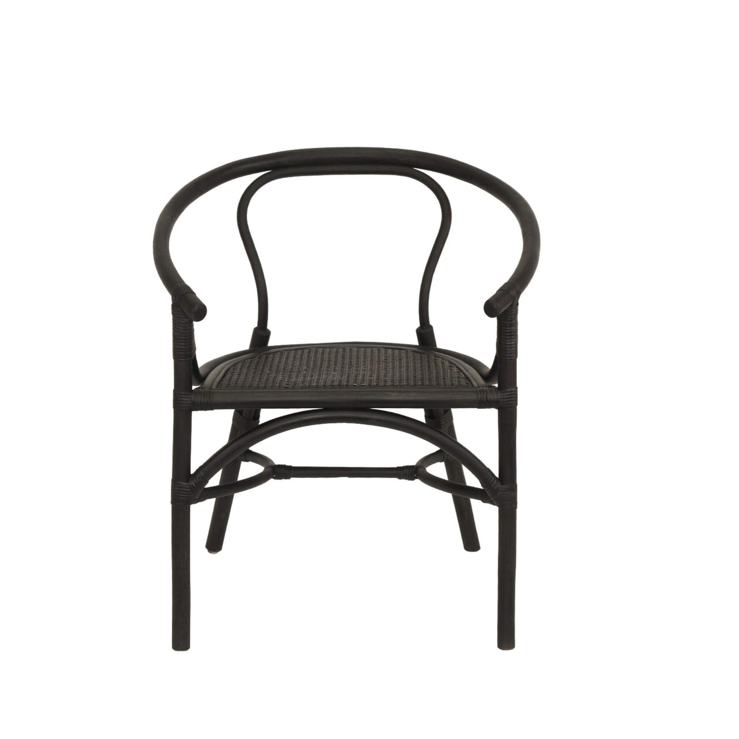 Brookwater | Coastal Black Natural Rattan Dining Chairs With Arms | Black