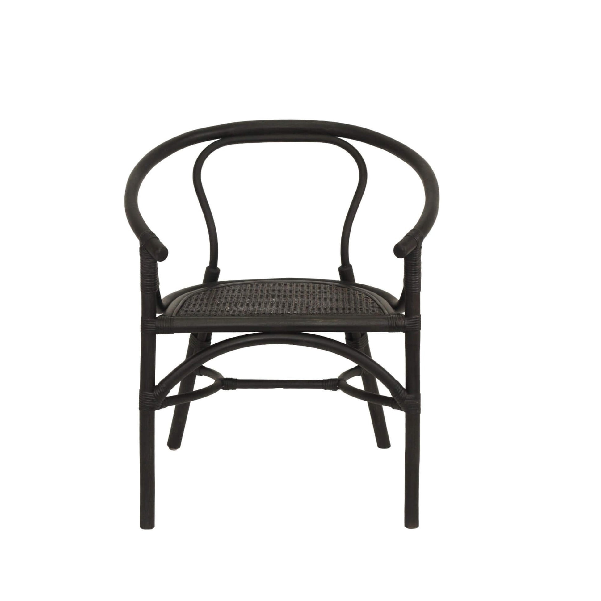 Brookwater | Coastal Black Natural Rattan Dining Chairs With Arms | Black