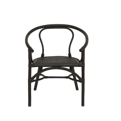 Brookwater | Coastal Black Natural Rattan Dining Chairs With Arms | Black