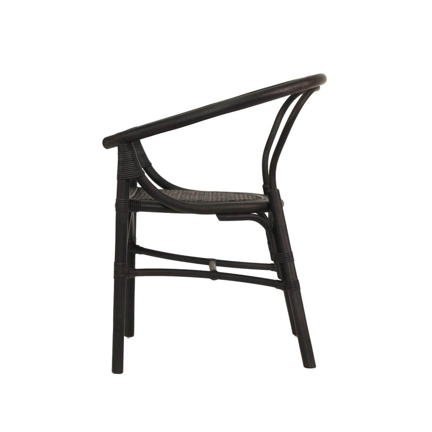 Brookwater | Coastal Black Natural Rattan Dining Chairs With Arms | Black