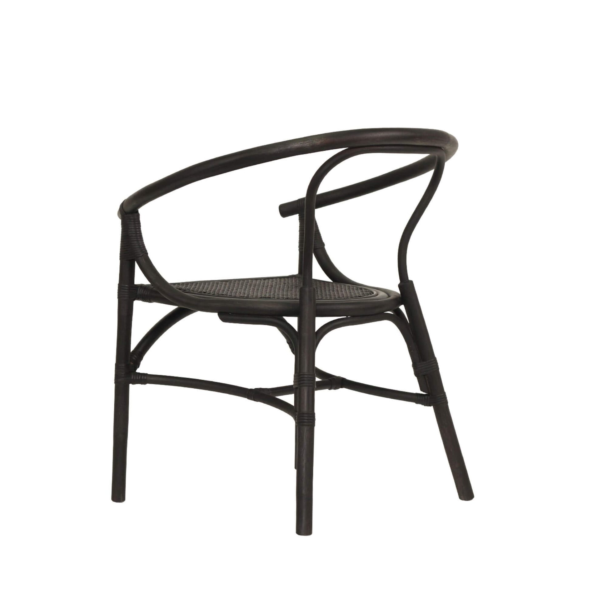 Brookwater | Coastal Black Natural Rattan Dining Chairs With Arms | Black