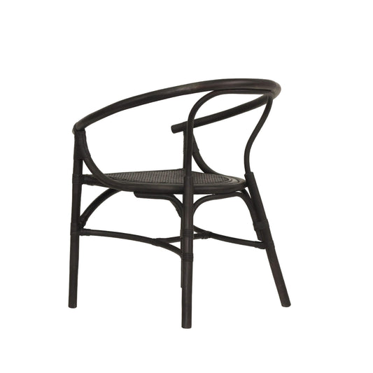 Brookwater | Coastal Black Natural Rattan Dining Chairs With Arms | Black
