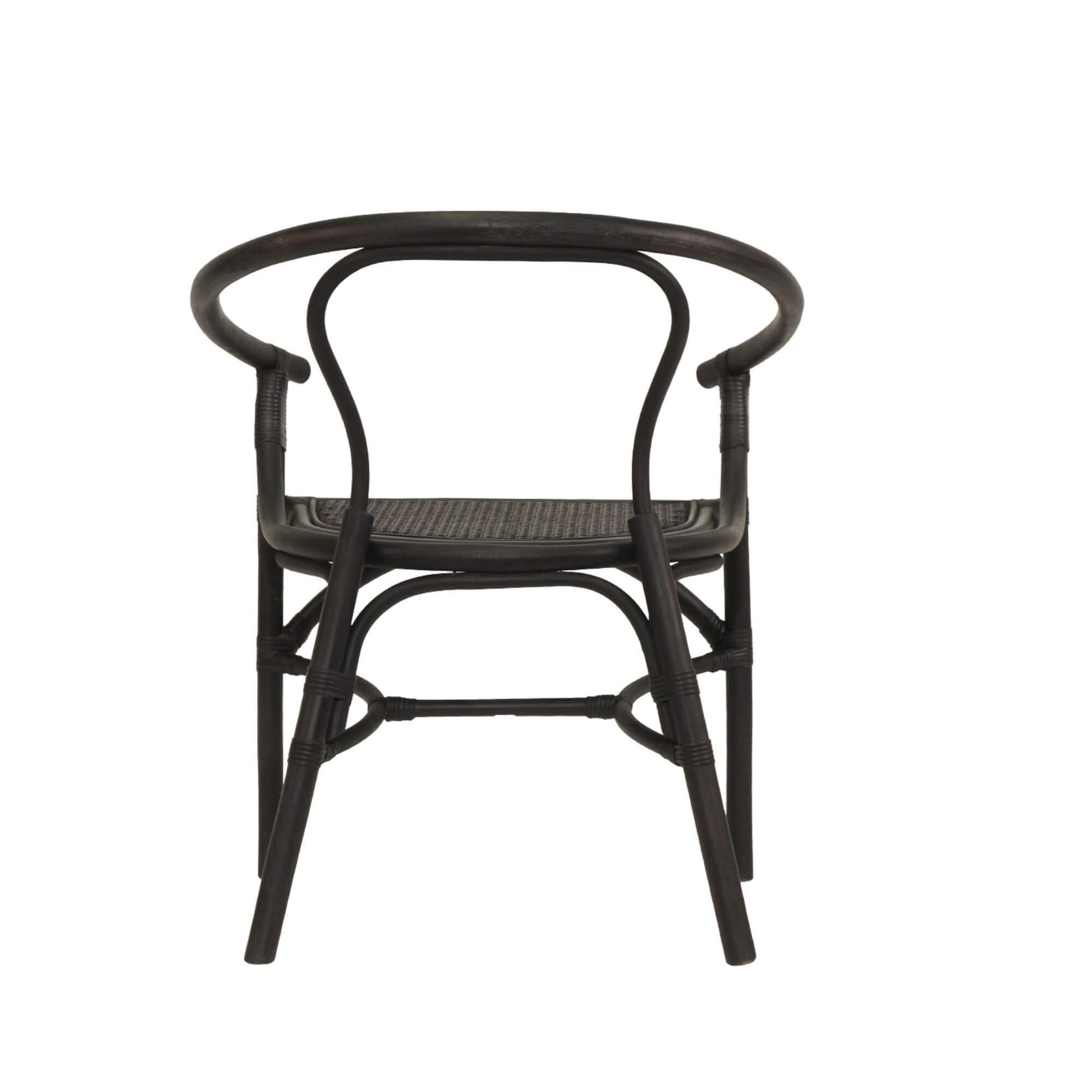 Brookwater | Coastal Black Natural Rattan Dining Chairs With Arms | Black