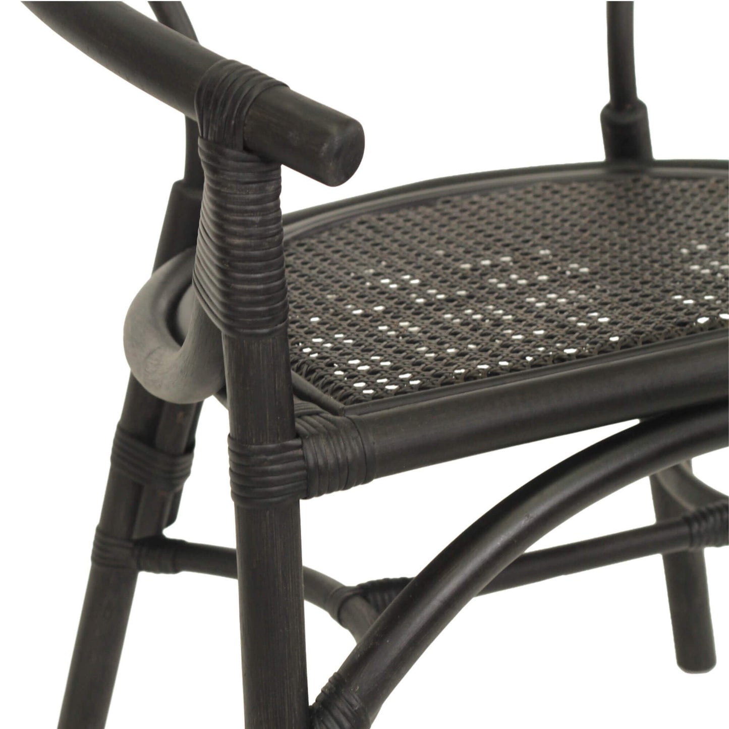 Brookwater | Coastal Black Natural Rattan Dining Chairs With Arms | Black