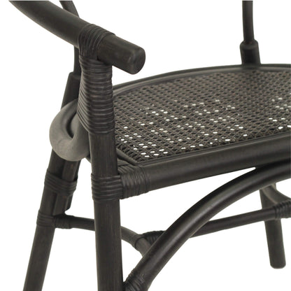 Brookwater | Coastal Black Natural Rattan Dining Chairs With Arms | Black