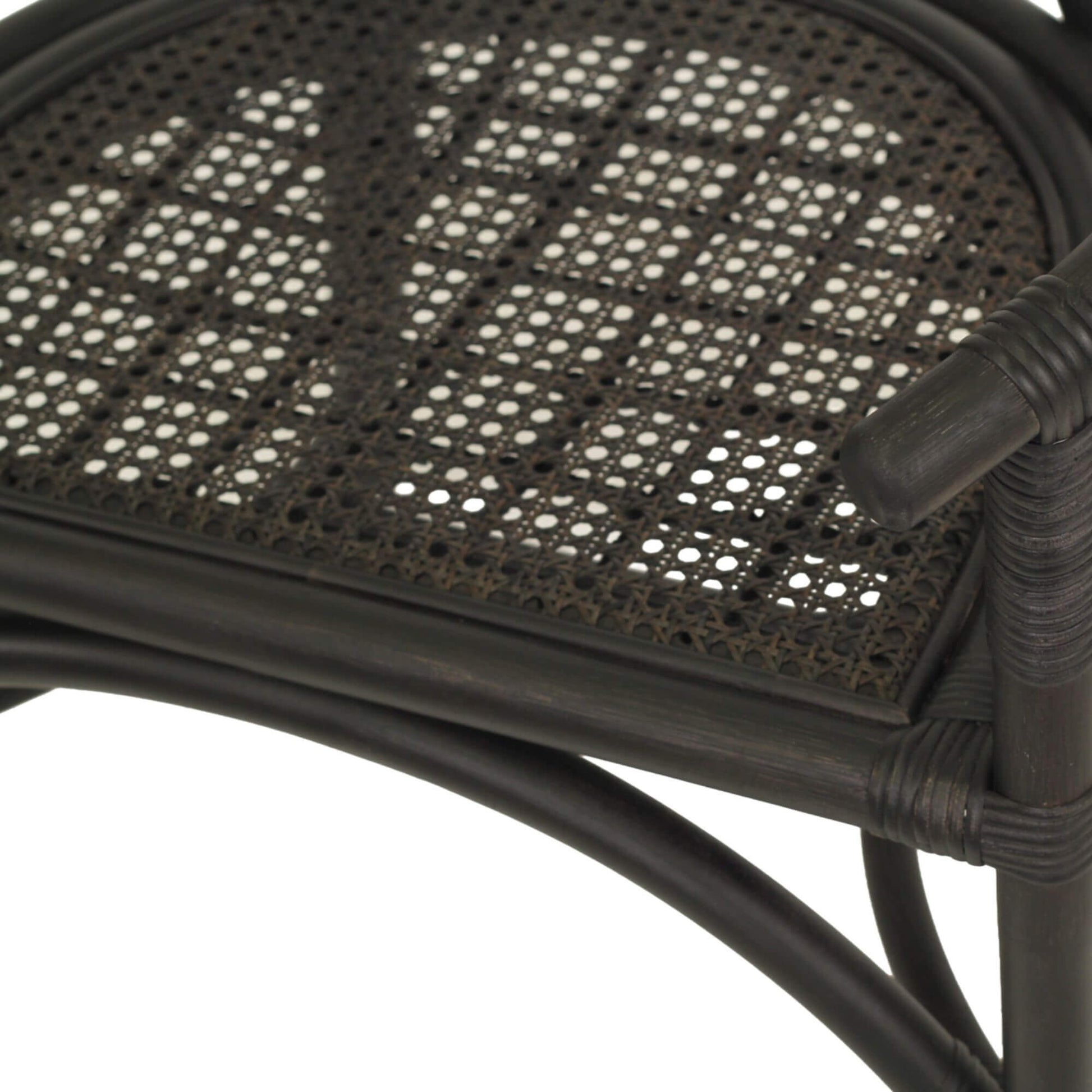 Brookwater | Coastal Black Natural Rattan Dining Chairs With Arms | Black