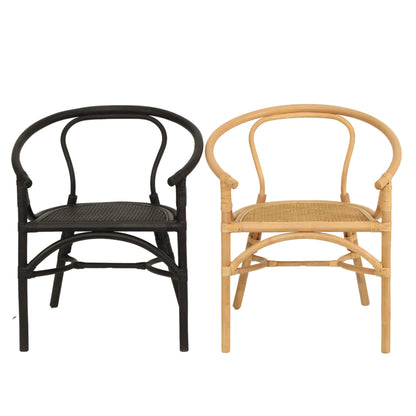 Brookwater | Coastal Black Natural Rattan Dining Chairs With Arms | Black