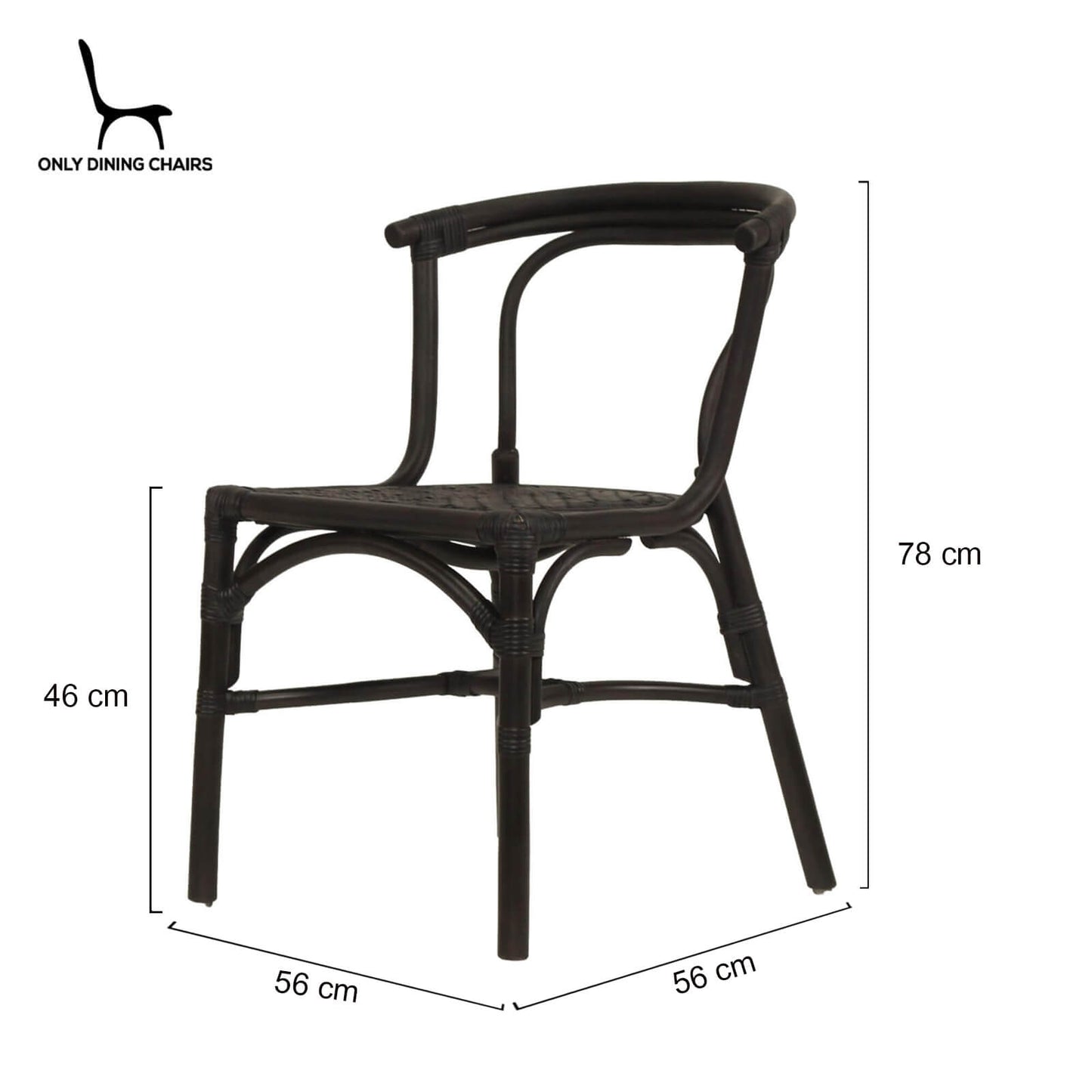 Brookwater | Coastal Black Natural Rattan Dining Chairs | Black