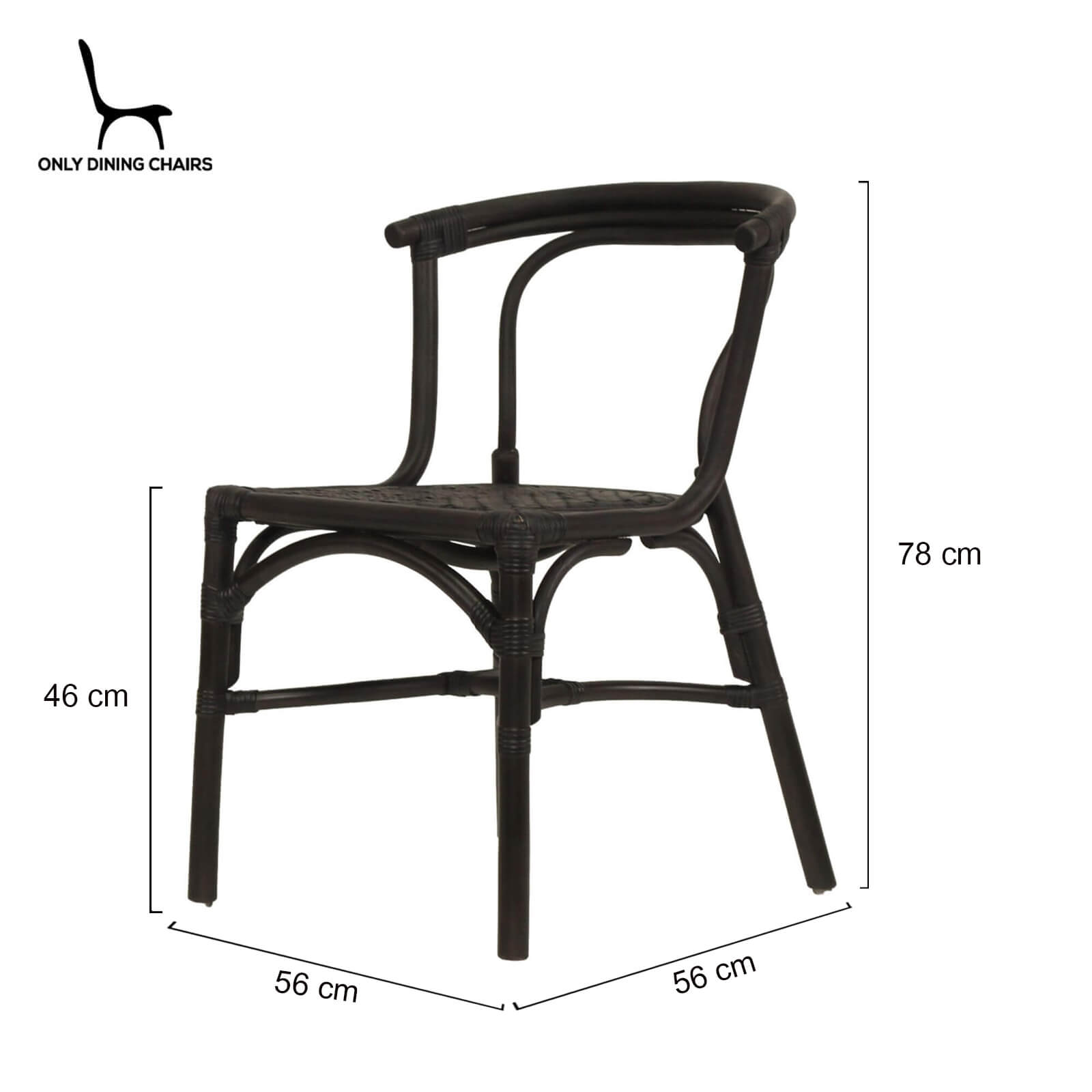 Brookwater | Coastal Black Natural Rattan Dining Chairs | Black
