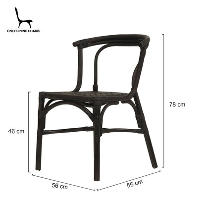 Brookwater | Coastal Black Natural Rattan Dining Chairs | Black