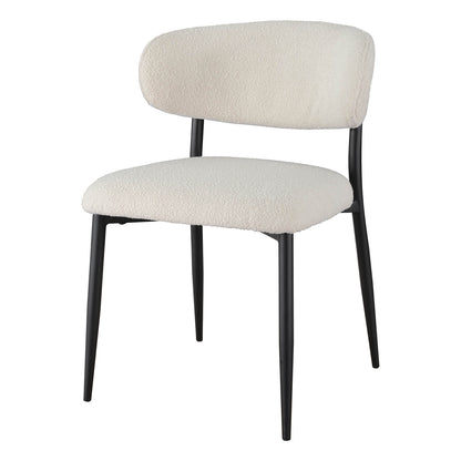 Buller | Mid Century Off White Boucle Fabric Dining Chairs | Set Of 2 | Off White