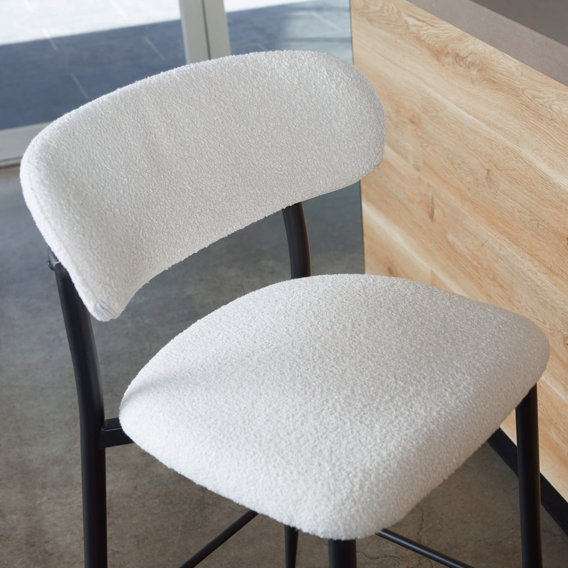 Buller | Mid Century Off White Boucle Fabric Bar Stools | Set Of 2 | White
